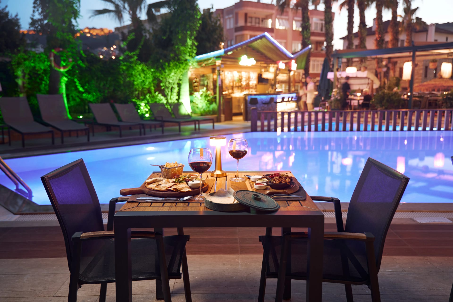 Prince Alanya Apart Hotel exterior at dusk, Mediterranean coast