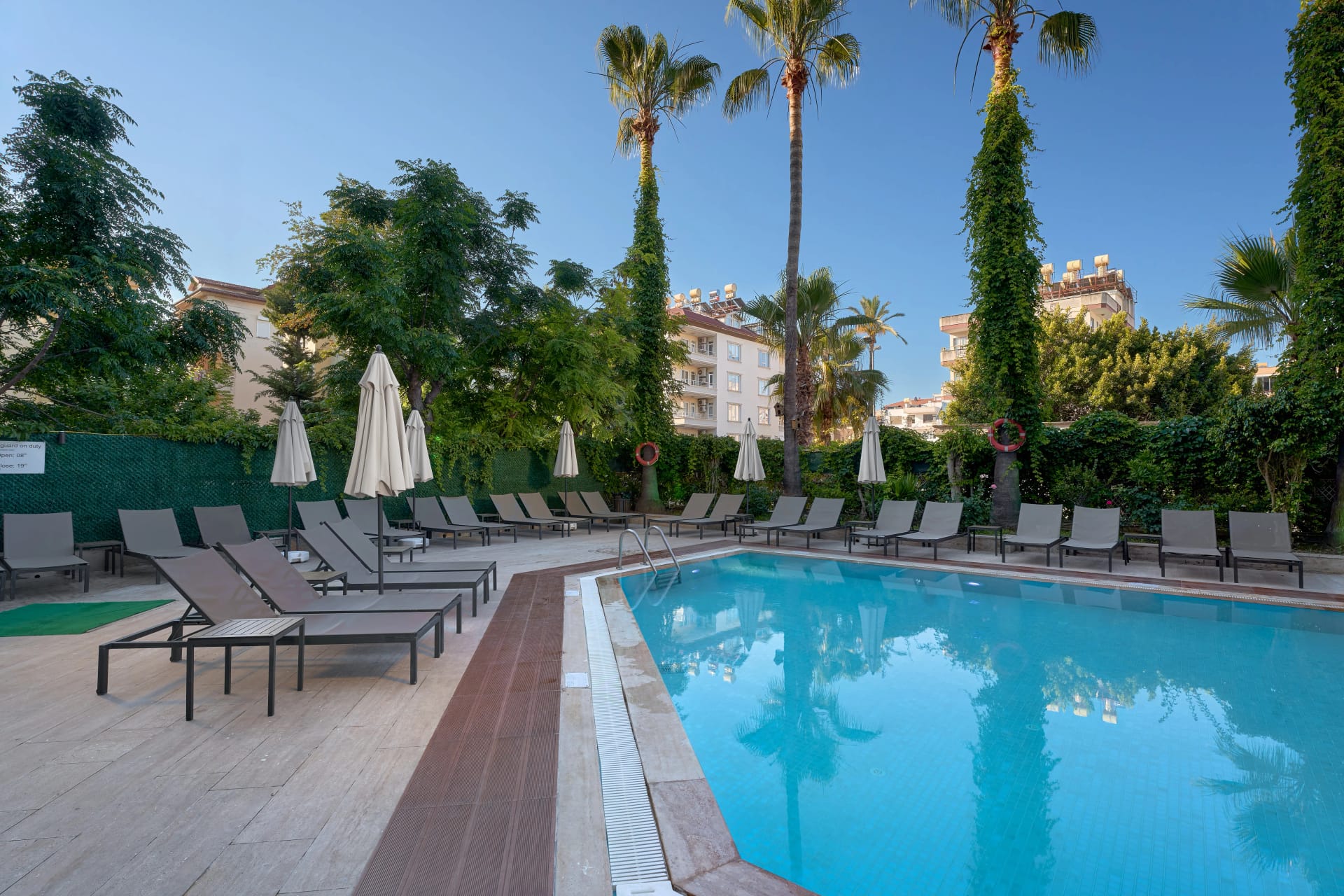 Panoramic view of the outdoor pool at Prince Alanya Apart Hotel