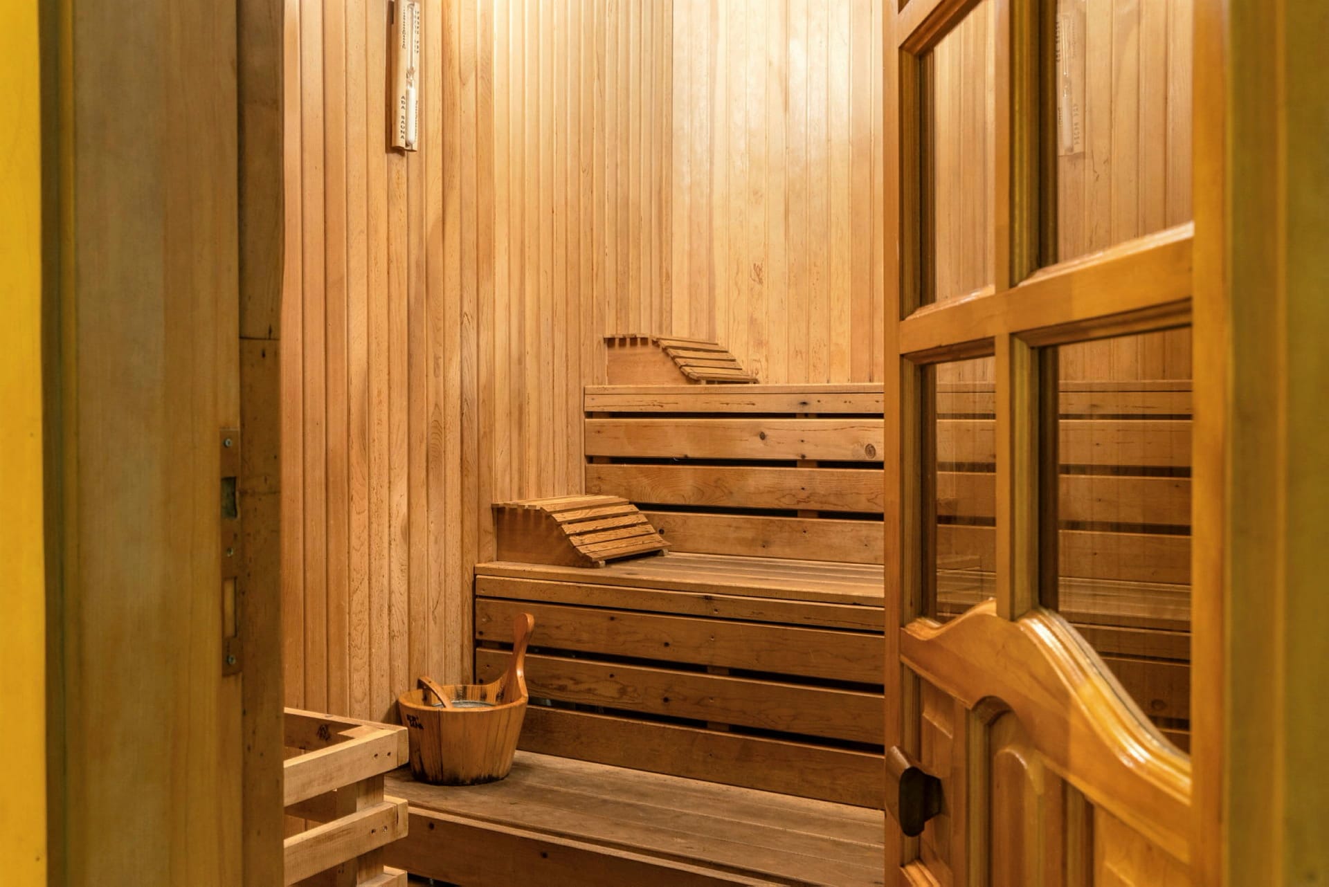 Wooden sauna at the wellness centre of Prince Alanya Apart Hotel